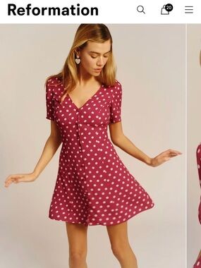 Reformation Hal Dress Campari - Size 6